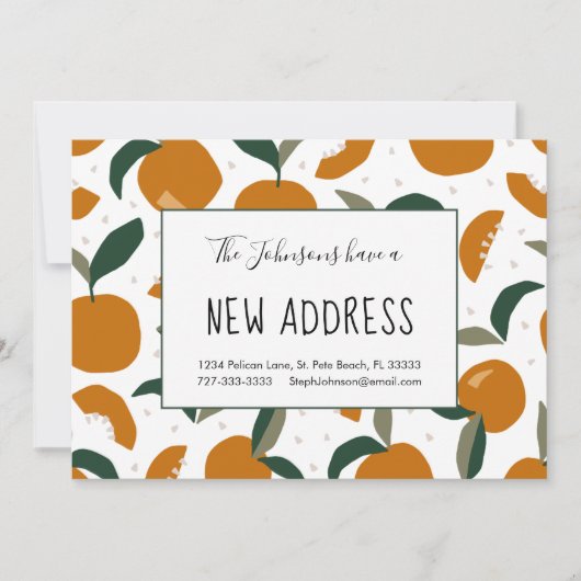 Overvloed aan Sinaasappels Nieuw Thuisadres Aankondiging (Voorkant)