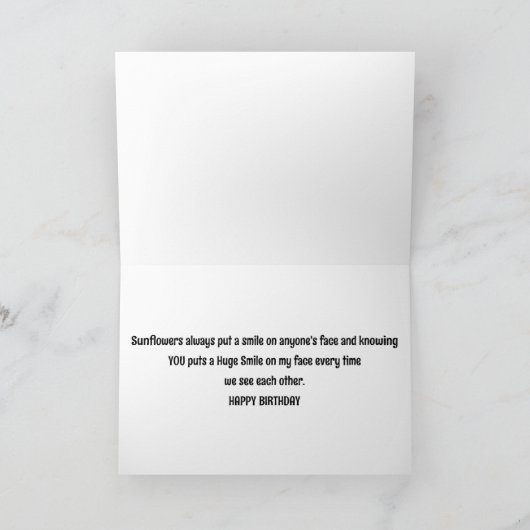 **OVERVLOED AAN ZONNEBLOEMEN** VERJAARDAG KAART (Binnen)