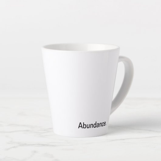 Overvloed. - Schone zwarte en witte tekst Latte Mok (Rechterhoek)