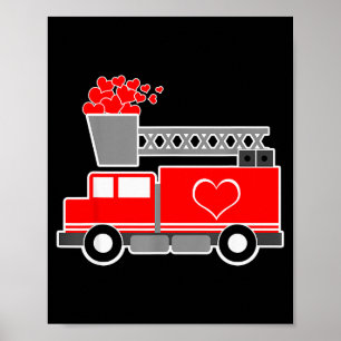 Overvloed van Liefde Brandweerwagen Valentijnsdag Poster
