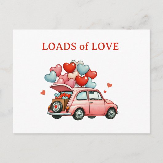 Overvloed van Liefde - Oude Auto Hart Ballonnen Po Briefkaart (Voorkant)