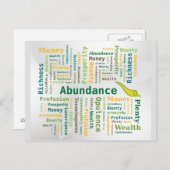 Overvloed Word Cloud Green Yellow Colors Briefkaart (Voorkant / Achterkant)
