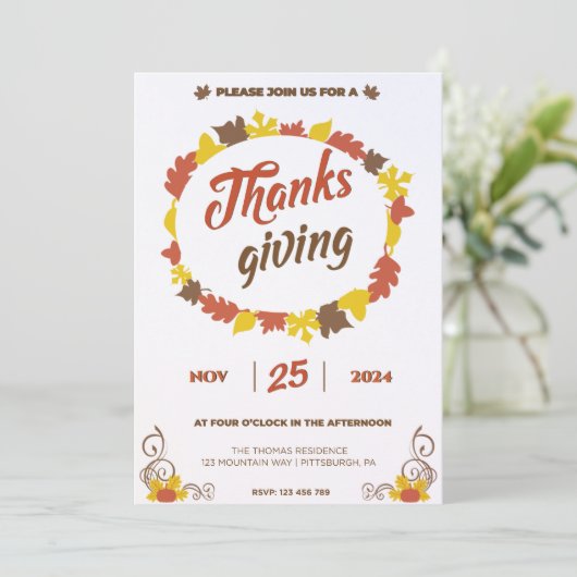 Overvloedig feest in Bladerige Pompoen Bladeren op Kaart (Staand voorkant)