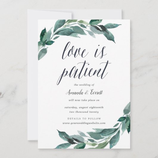 Overvloedig gebladerte bruiloft uitstel aankondigi kaart (Voorkant)