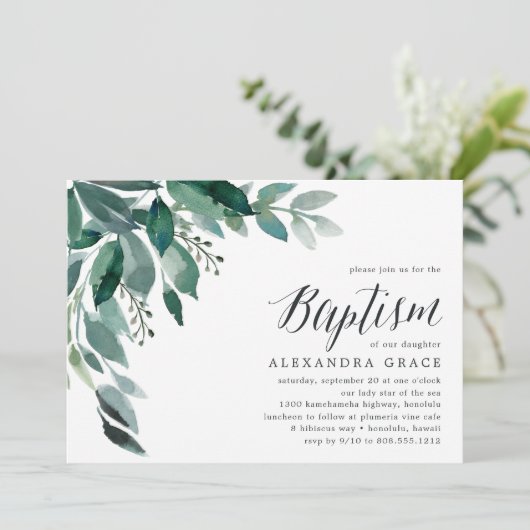 overvloedig gebladerte | uitnodiging tot doop (Staand voorkant)