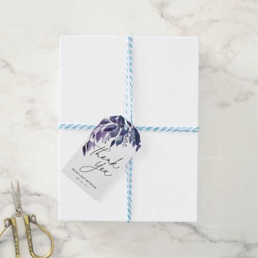 Overvloedig gebladerte violet botanische dank u gu cadeaulabel (Met Touw)