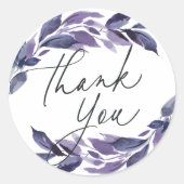 Overvloedig gebladerte violet botanische dank u ronde sticker (Voorkant)