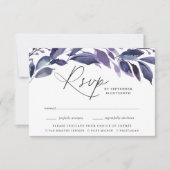 Overvloedig gebladerte violet botanische maaltijd  RSVP kaartje (Voorkant)
