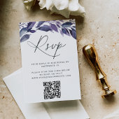 Overvloedig gebladerte violet botanische QR-code RSVP Kaartje