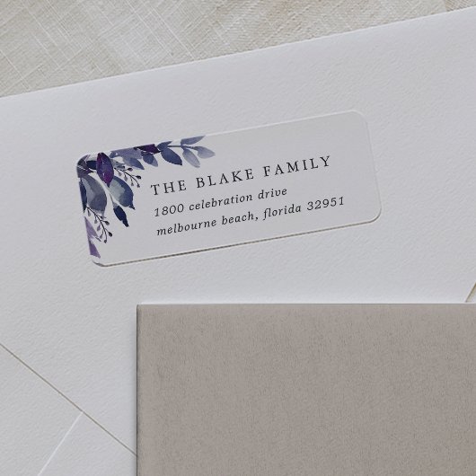 Overvloedig gebladerte violet botanische retour ad etiket