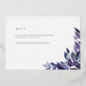 Overvloedig gebladerte | Violet Botanische vleermu Folie Uitnodiging (Achterkant)