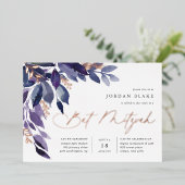 Overvloedig gebladerte | Violet Botanische vleermu Folie Uitnodiging (Staand Voorkant)