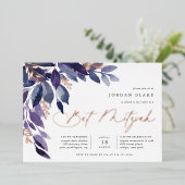 Overvloedig gebladerte | Violet Botanische vleermu Folie Uitnodiging (Staand Voorkant)