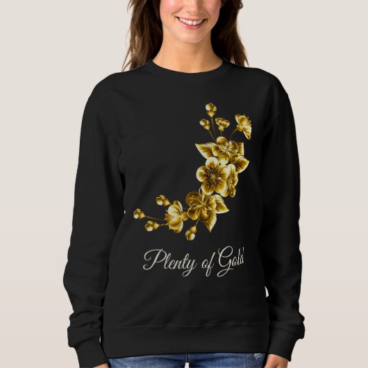 Overvloedig Goud Elegante Bloemen Trui (Voorkant)