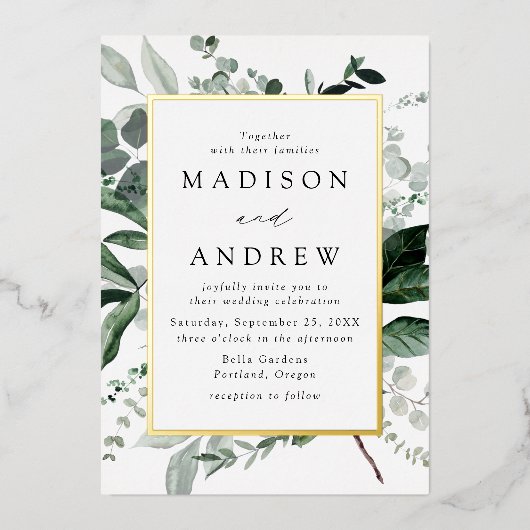 Overvloedig Grieks Lijst Weddenschap Folie Uitnodiging (Voorkant)