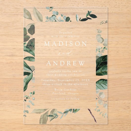 Overvloedig Grieks Lijst Wedding Acryl Uitnodigingen (Voorkant)