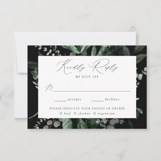 Overvloedig Grieks-zwart-wit RSVP Kaartje (Voorkant)