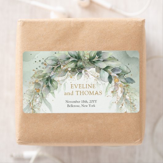 Overvloedig groen gebladerte goud ovaal lijst etiket (Insitu)