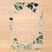 Overvloedig groen geometrisch Lijst bruiloft Acryl Uitnodigingen (Voorkant)