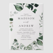 Overvloedig groen geometrisch Lijst bruiloft Vellum Uitnodigingen (Voorkant)