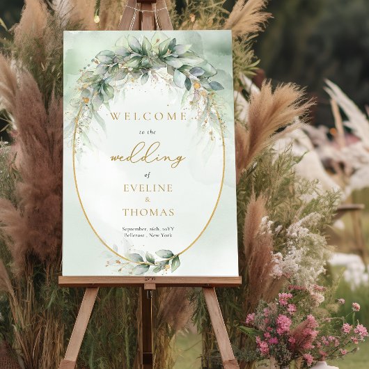 Overvloedig groen loof gouden lijst bruiloft Welko Poster
