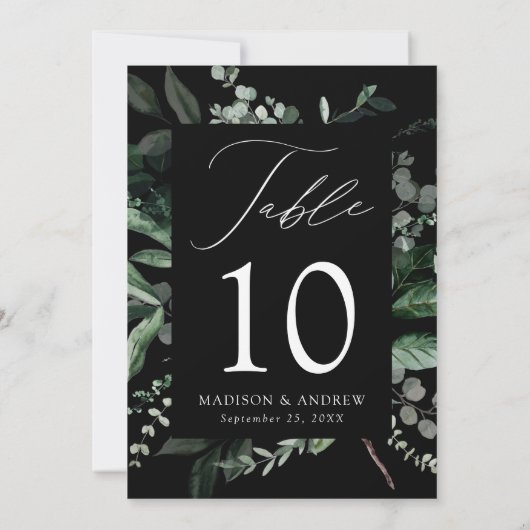 Overvloedig groen zwart tafelnummer Kaart (Achterkant)