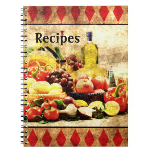 Overvloedig in tabel samengedrukt recept notitieboek