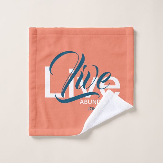 OVERVLOEDIG LEVEN Johannes 10:10 Christelijke ZALM Bad Handdoek (Wasdoekje)