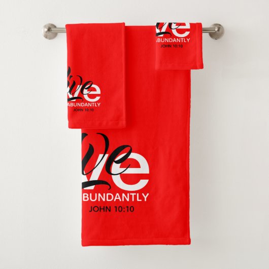 OVERVLOEDIG LEVEN Johannes 10:10 Inspirerend ROOD Bad Handdoek (Insitu)