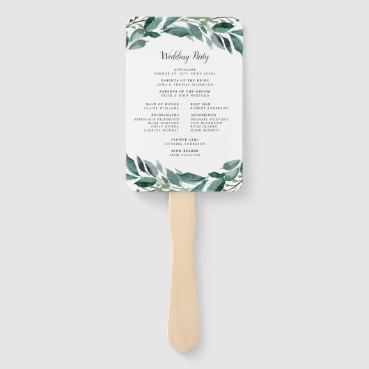 Overvloedig loof bruiloft programma handwaaier (Achterkant)