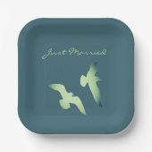 Overvloedig op elegant script net getrouwd zeemeeu papieren bordje (Voorkant)