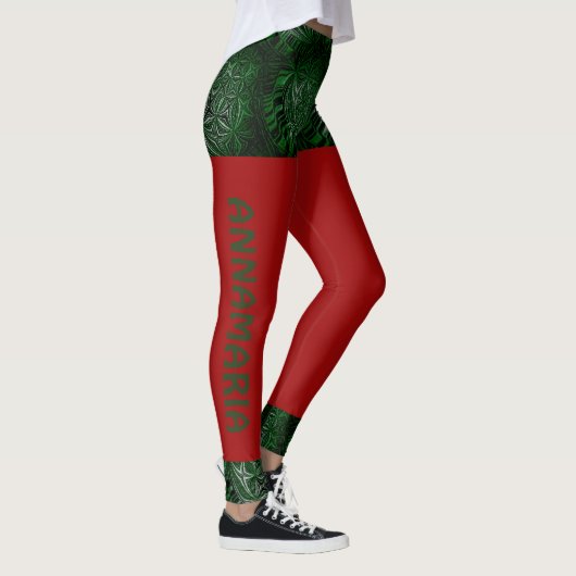 Overvloedig op leuk script Red Green Shorts Kerst Leggings (Rechts)