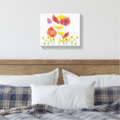 Overvloedig Poppies Onder een bed van Gele Daisies Canvas Afdruk (Insitu (Slaapkamer))