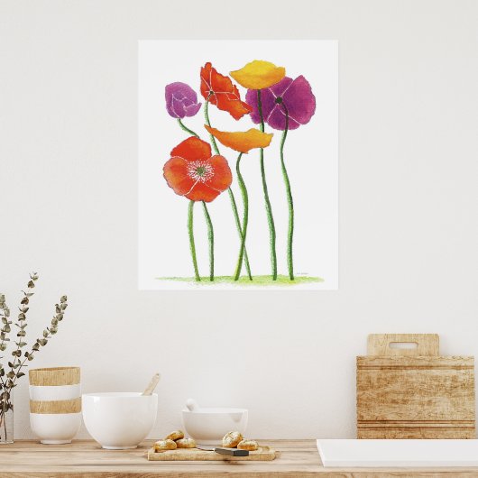 Overvloedig Poppies waterverf schilderij Poster (Keuken)