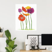 Overvloedig Poppies waterverf schilderij Poster (Thuiskantoor)