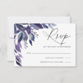 Overvloedige bladviolet botanische RSVP-kaart RSVP Kaartje (Voorkant)