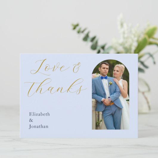 Overvloedige blauwe bruiloft bedankkaart (Staand voorkant)