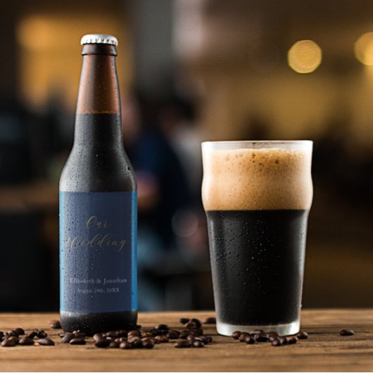 Overvloedige blauwe bruiloft bier etiket