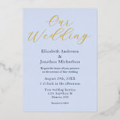 Overvloedige blauwe bruiloft folie uitnodiging (Voorkant)