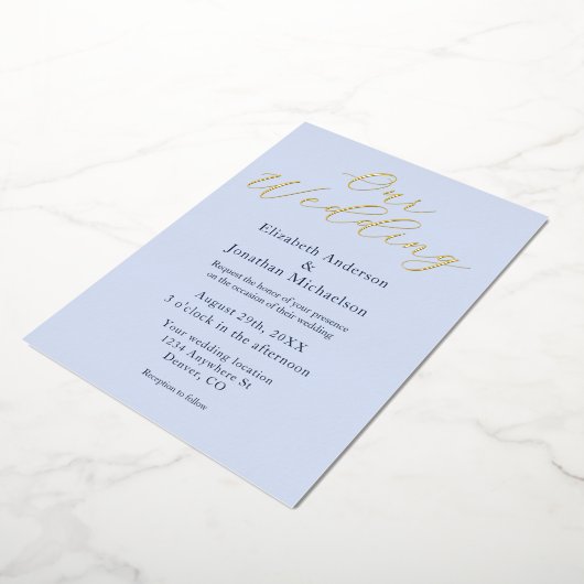 Overvloedige blauwe bruiloft folie uitnodiging (Gedraaid)