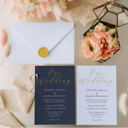 Overvloedige blauwe bruiloft kaart