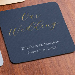 Overvloedige blauwe bruiloft kartonnen onderzetters