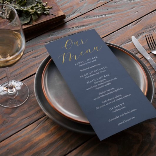 Overvloedige blauwe bruiloft menu