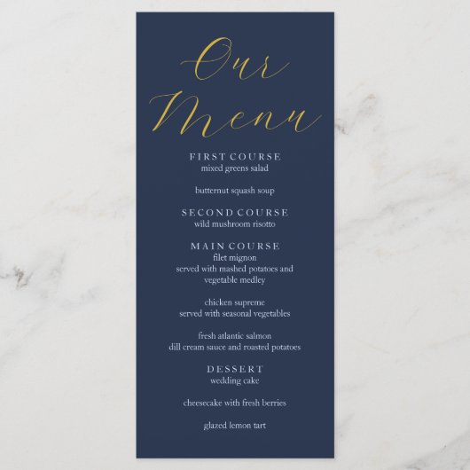 Overvloedige blauwe bruiloft menu (Voorkant)