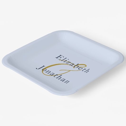 Overvloedige blauwe bruiloft papieren bordje (Gebogen)