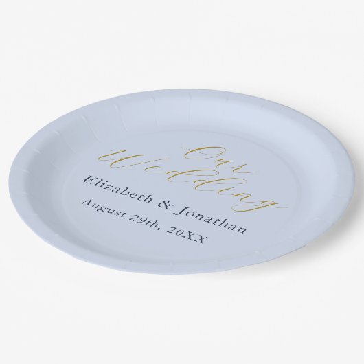 Overvloedige blauwe bruiloft papieren bordje (Gekanteld)