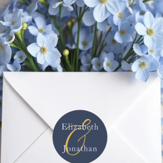 Overvloedige blauwe bruiloft ronde sticker