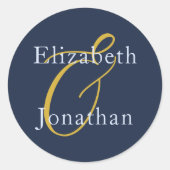 Overvloedige blauwe bruiloft ronde sticker (Voorkant)