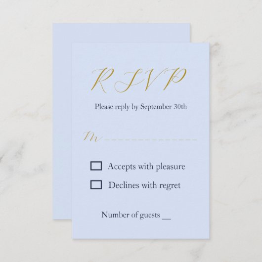 Overvloedige blauwe bruiloft RSVP kaartje (Voorkant / Achterkant)