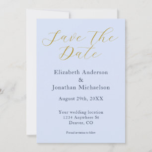 Overvloedige blauwe bruiloft save the date
